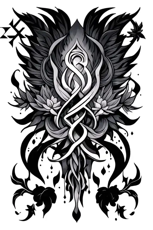 New Beginnings Back Tattoo Design Featuring Symbols