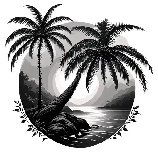 Palm Tree And Tree Of Life Tree