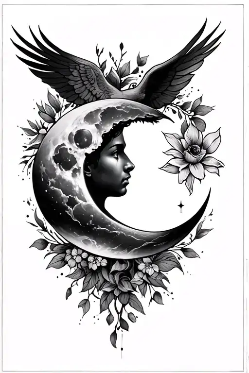 New Beginnings Back Tattoo Design Inspired Tattoo Featuring Son And Moon And Freedom