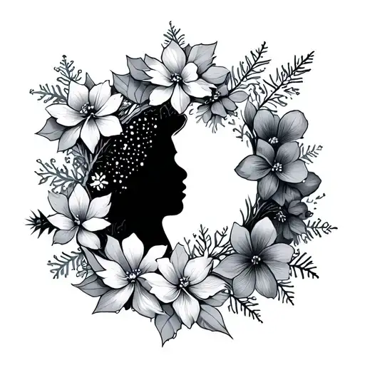 Snow Flakes And Flowers Surrounding