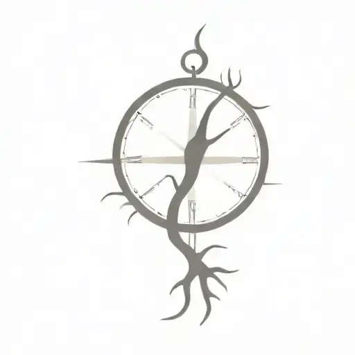 A Compass With Tree Growing