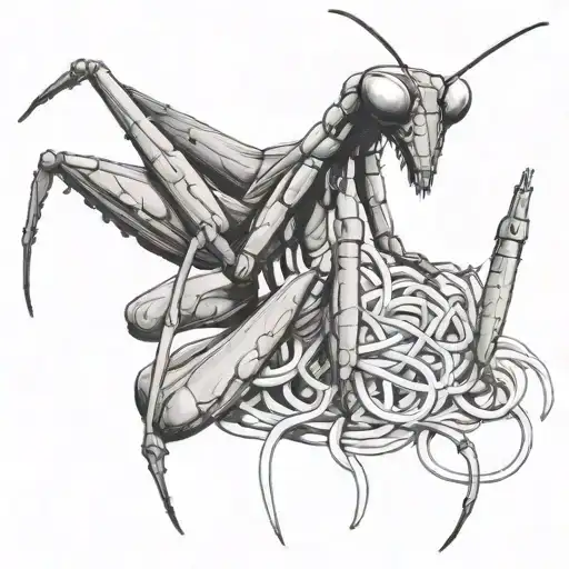 Indiana Praying Mantis Eating Spaghetti