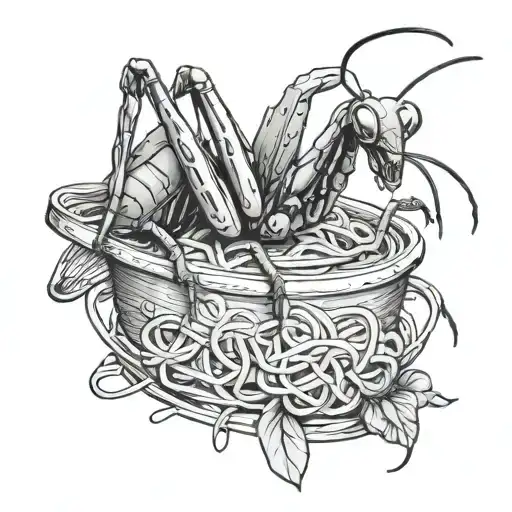 Indiana Praying Mantis Eating Spaghetti