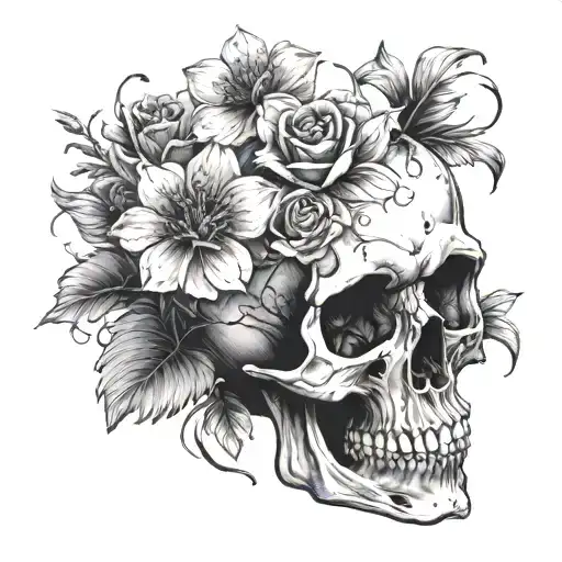 Skull And Flowers