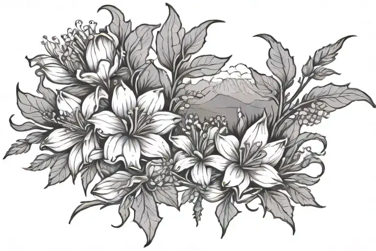 Montana Outline With Bitterroot Flowers