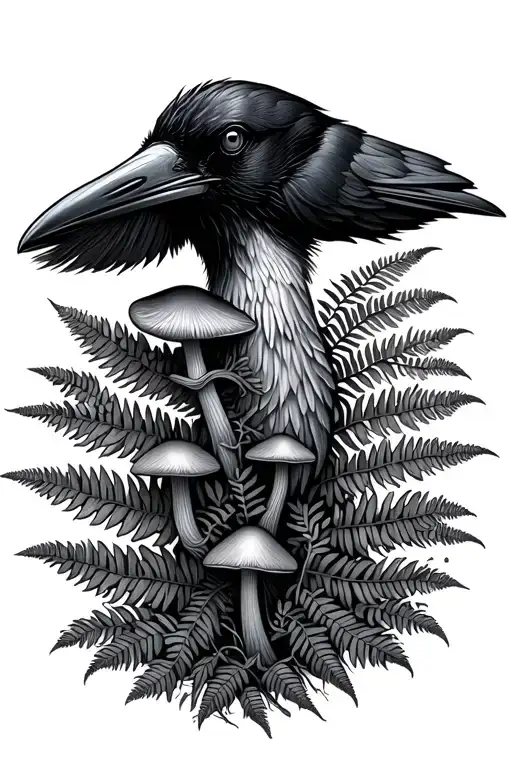 Crow Ferns Mushrooms Woodland