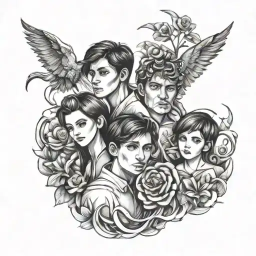 Mom Dad And Brother And Younger Brother Tattoo Design