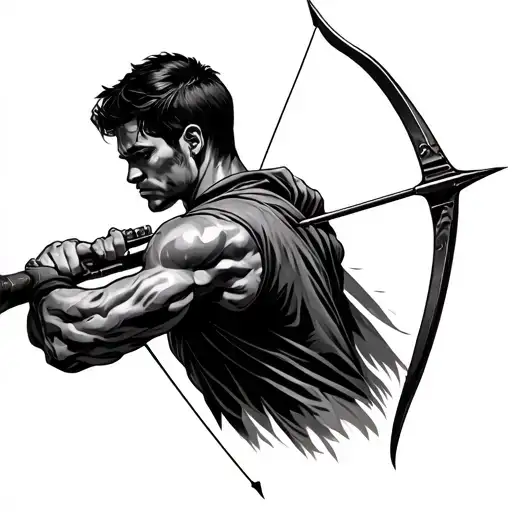 Archer Shooting An Arrow Back