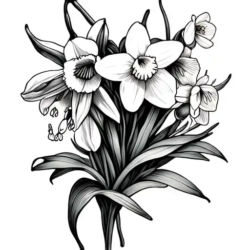 Snowdrop And Daffodils Wrapping Around The Wrist
