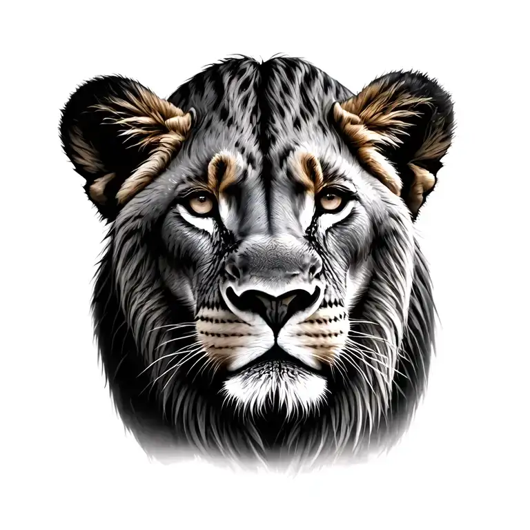 Lioness And Cubs Face Only