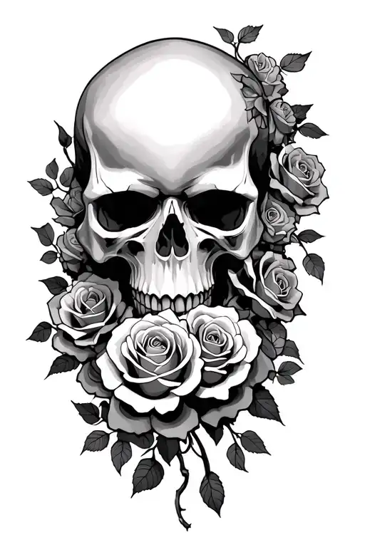 Raging Skull Roses And Vines Wrapped