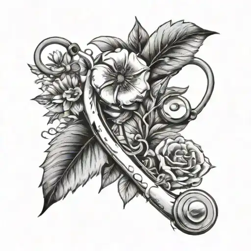Flowers On A Vine With A Stethoscope And A Scalpel As A Symbol