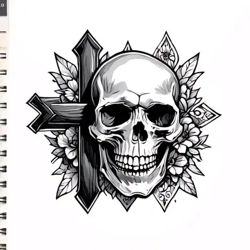 Skull And A Cross Intertwined