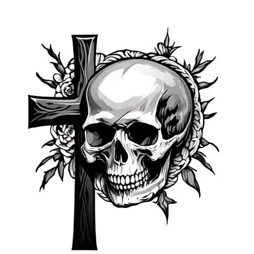 Skull And A Cross Intertwined