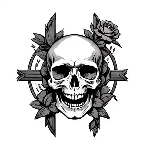Skull And A Cross Intertwined