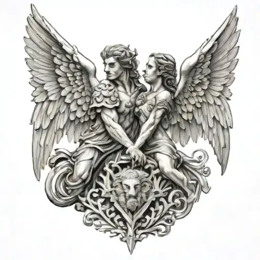 Griffin Two Male And Female Angel