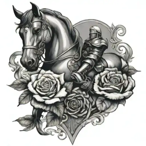 Knight With Horse And Roses