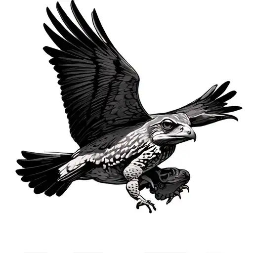 Bufo Alvarius Toad And Falcon Flying