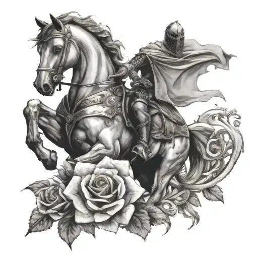 Knight With Horse And Roses