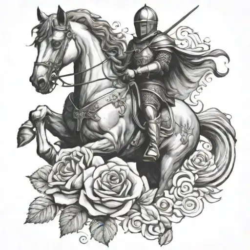 Knight With Horse And Roses
