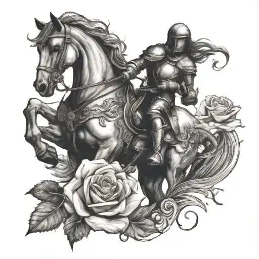 Knight With Horse And Roses