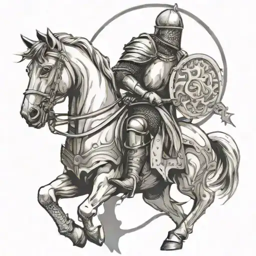 Knight With Shield And Horse