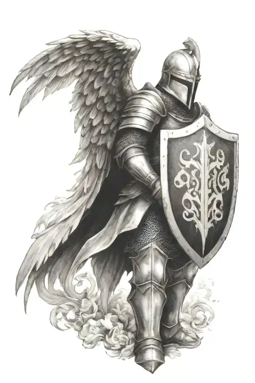 Knight With A Shield And Wings