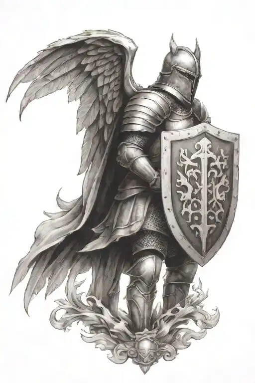 Knight With A Shield And Wings