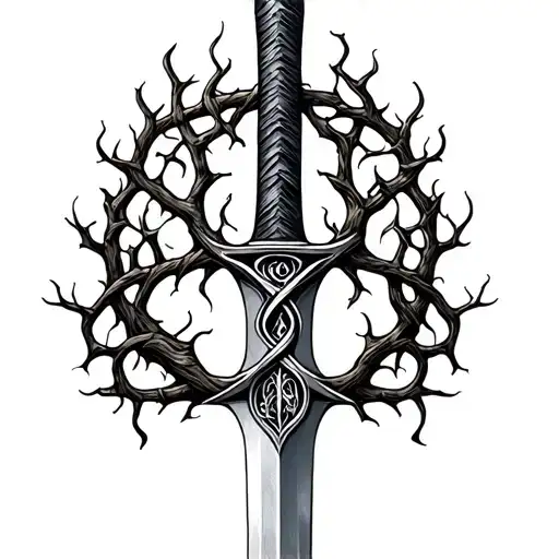 Celtic Tree Of Life As A Handle Of A Sword