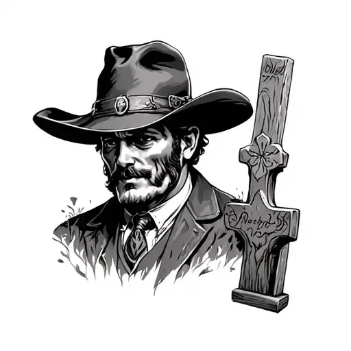 Old Western Portrait Graveyard Filled