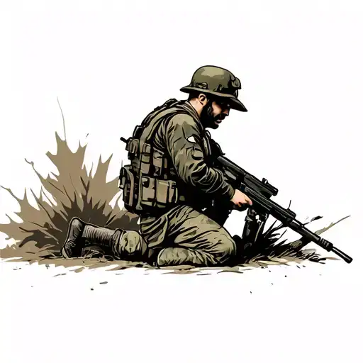 Army Canadian Soldier Kneeling