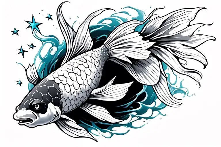 Koi Fish With Shooting Stars