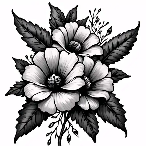 Memorial Tattoo With Flowers