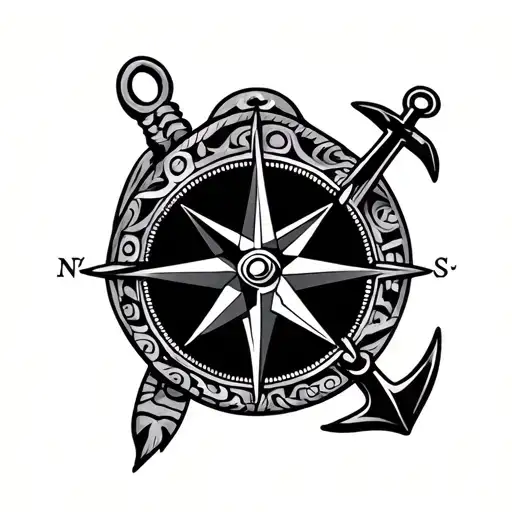 A Tattoo With Compass And Anchor Maori Tattoo Ring