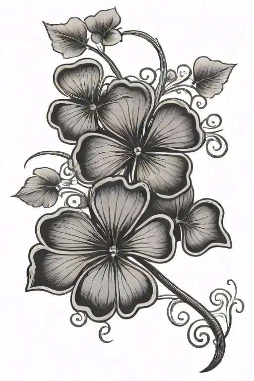 Four Leaf Clover Stem Saying Lucky Clover