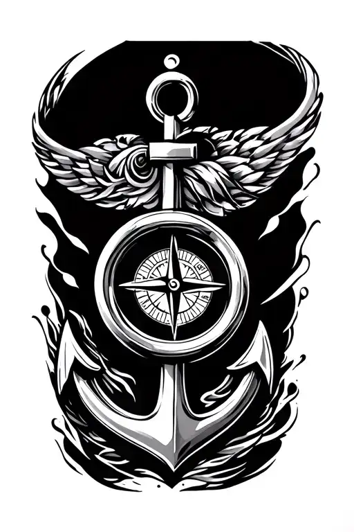 A Tattoo With Compass And Anchor And Maori Tattoo Ring