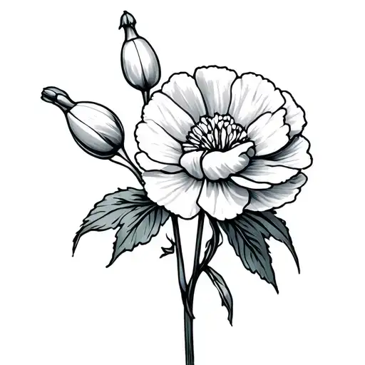 Carnation And Snowdrop Flower With Malia Cursive