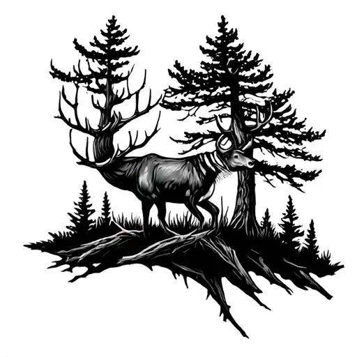 Hunting Tattoo Featuring Tree Stand