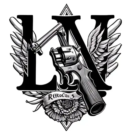 Initials Lca With Revolver And Rosss