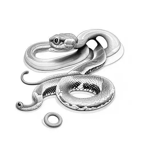 Realistic Snake Curled Around A Woman