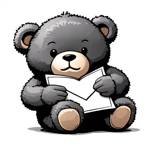 2D Teddy Bear Huging A Closed Letter