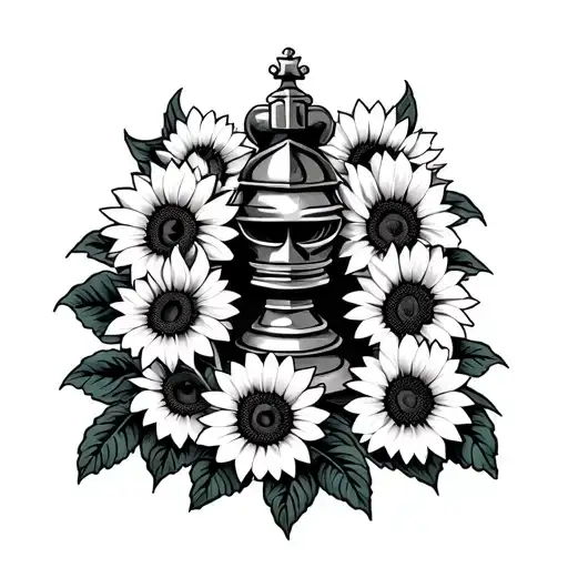 Chess Knight With Sunflowers