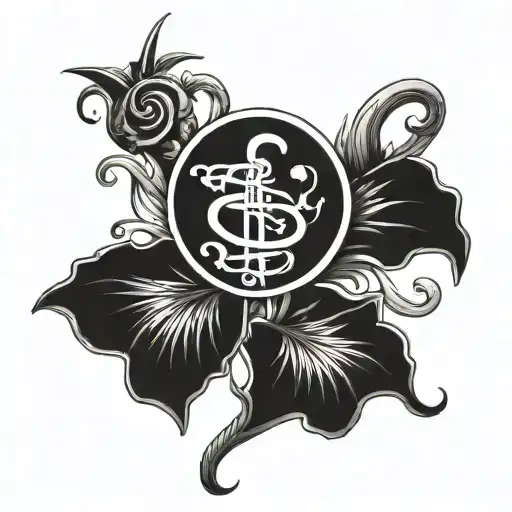 Lucifer Sigil With Crocosmia Flower And Music Notes