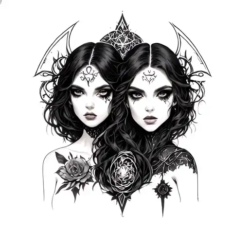 Goth Cyborg Gemini Sisters