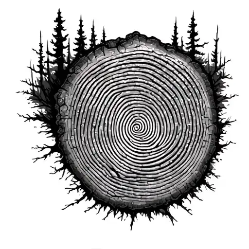 Fingerprint In The Place Of A Tree Stumps Aging Rings