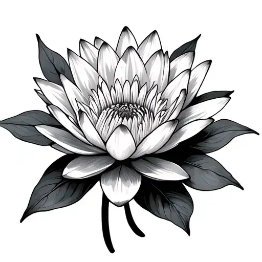 Water Lily Intertwined Woth A Chrysanthemum