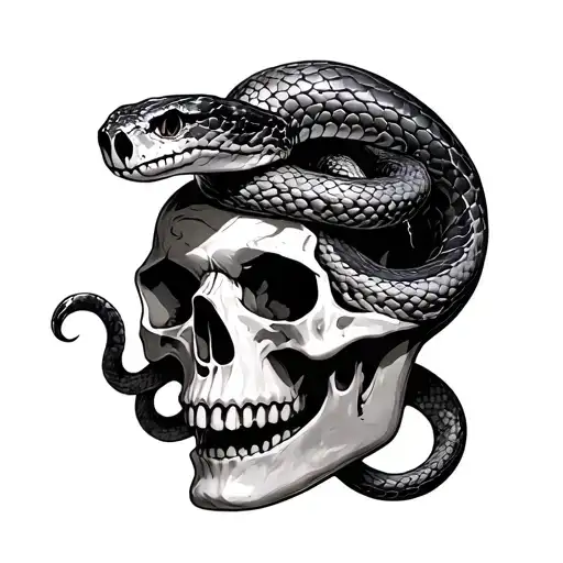 Snake Coming Out Of A Skull