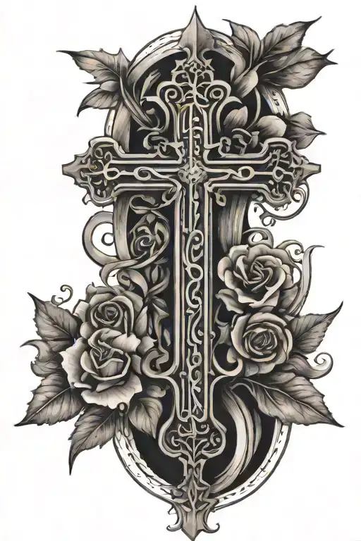 Cross Surrounded By Names And Dates