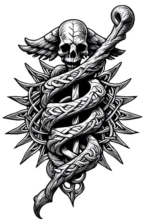 Rod Of Asclepius Celtic Style