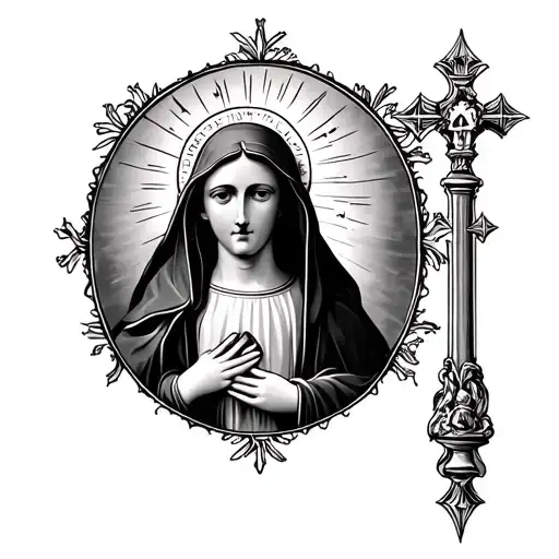 Blessed Virgin Seen In Full With The Head Towards The Ground